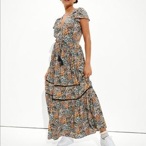 American Eagle printed tiered maxi dress, size XS
